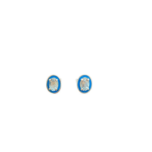 Aquamarine and blue enamel earrings